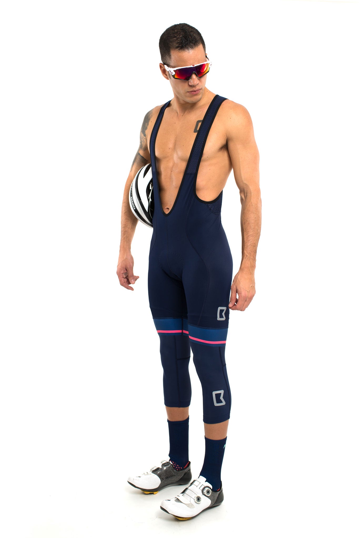 The Pro Bib Short 2.0 (Navy Blue w/Pink Stripe)